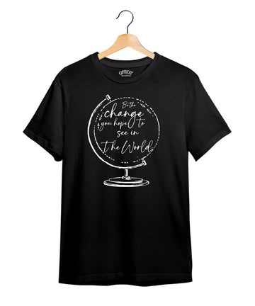 100% Cotton Round Neck Tee - Life And Living- | Black | Maroon