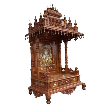 PUJA TEMPEL MANDIR MIT TIRUPATI BALAJI INLAY HOLZ MANDAPAM -001