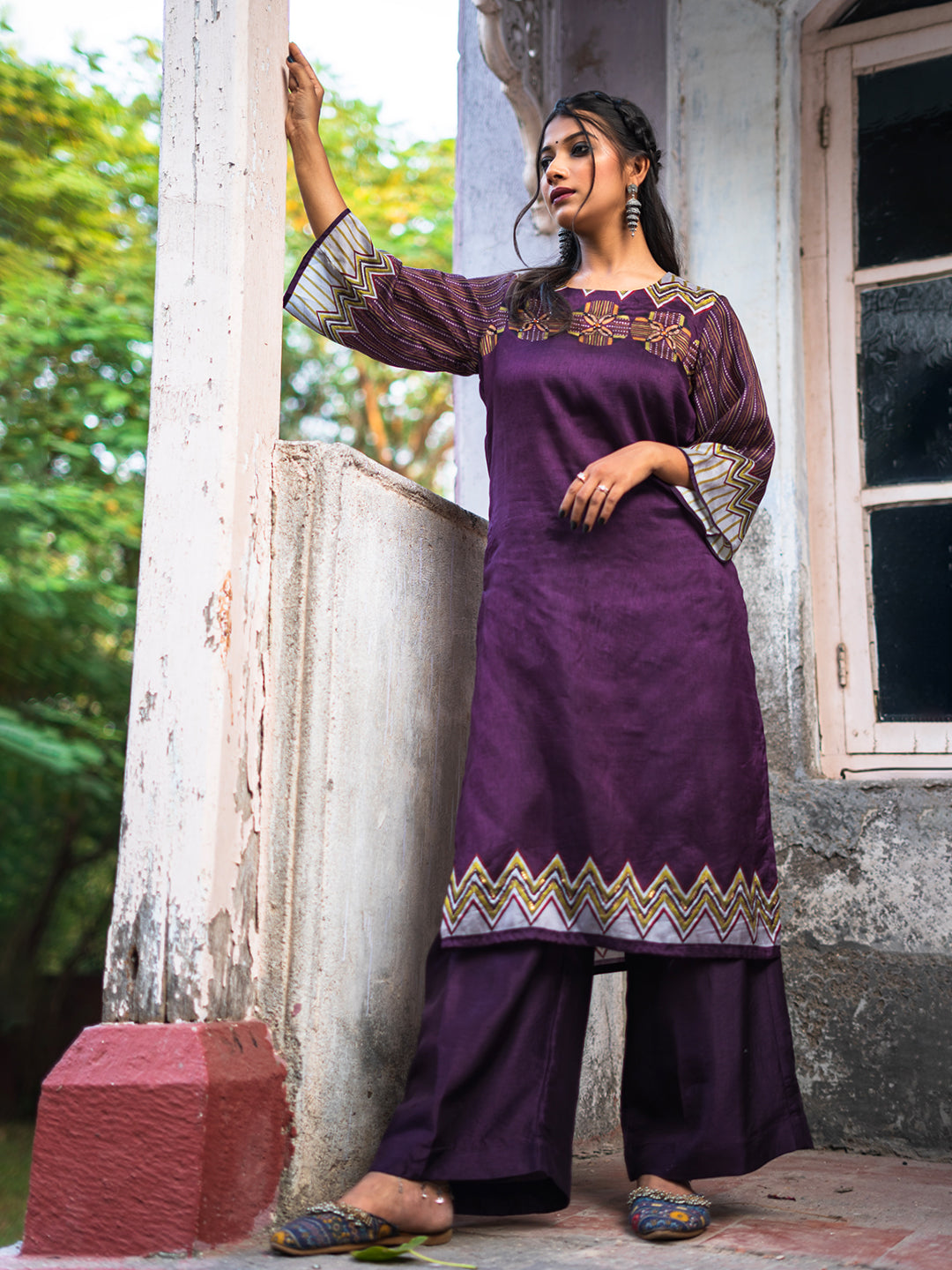 Printed Mughal Motif Kurta Set with Dupatta – Elegant Traditional Wear