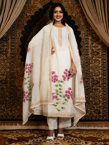 Elegant Cotton Jacquard Kurta Set with Dupatta – Perfect for Every Festive Occasion