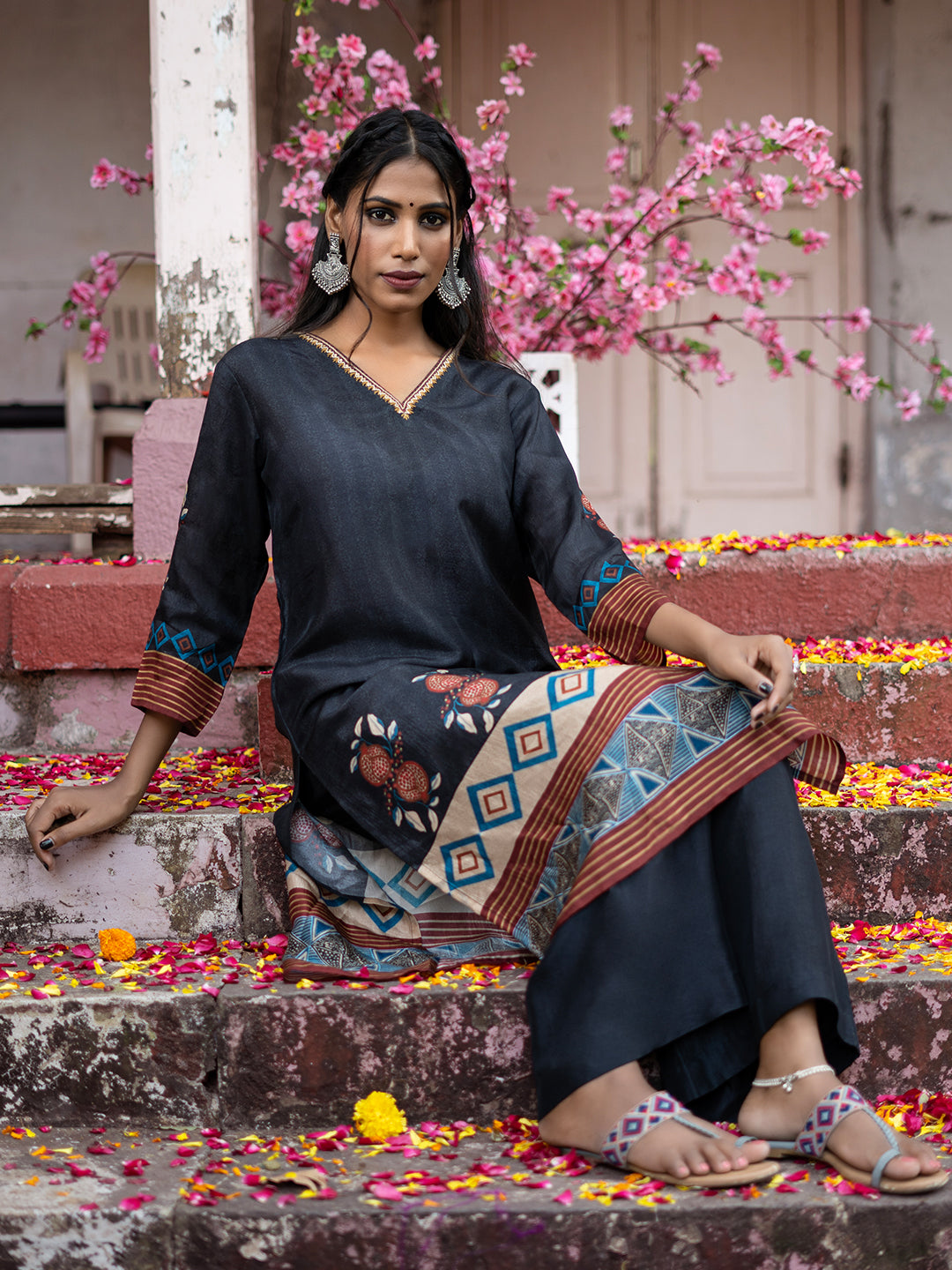 Mughal Garden Art Kurta Set with Dupatta