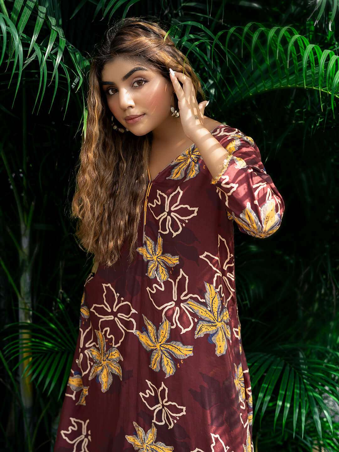 Maroon Embroidery 2-Piece Co-Ord Set – Festive Ethnic Elegance