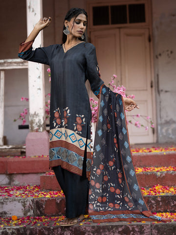 Mughal Garden Art Kurta Set with Dupatta