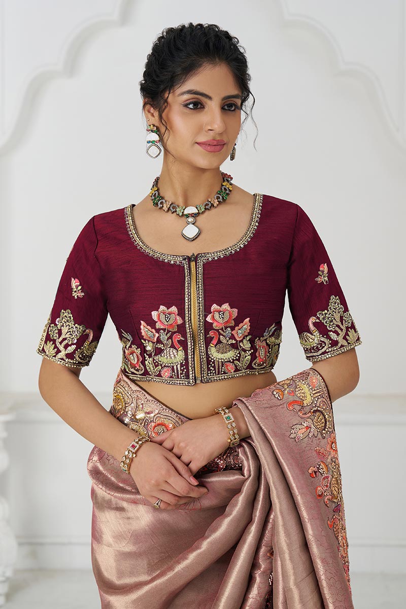 Pretty Pink Saree with Multi-Thread & Sequin Embroidery – Ideal for Weddings