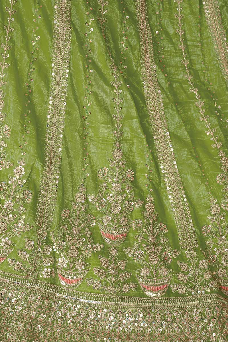 Mehendi Lehenga for Brides – Indian Lehenga with Sequins & Cut Dana Work