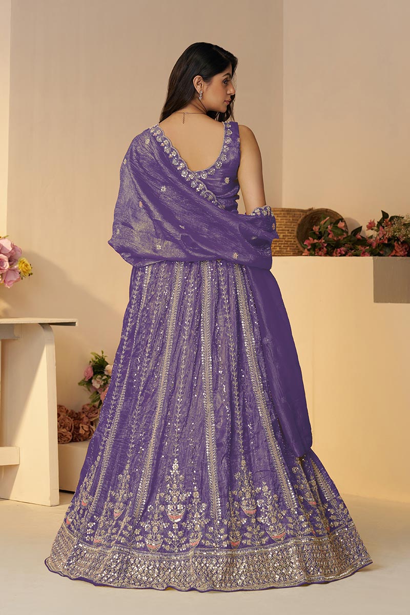 Purple Jimmy Choo Embroidered Lehenga Set