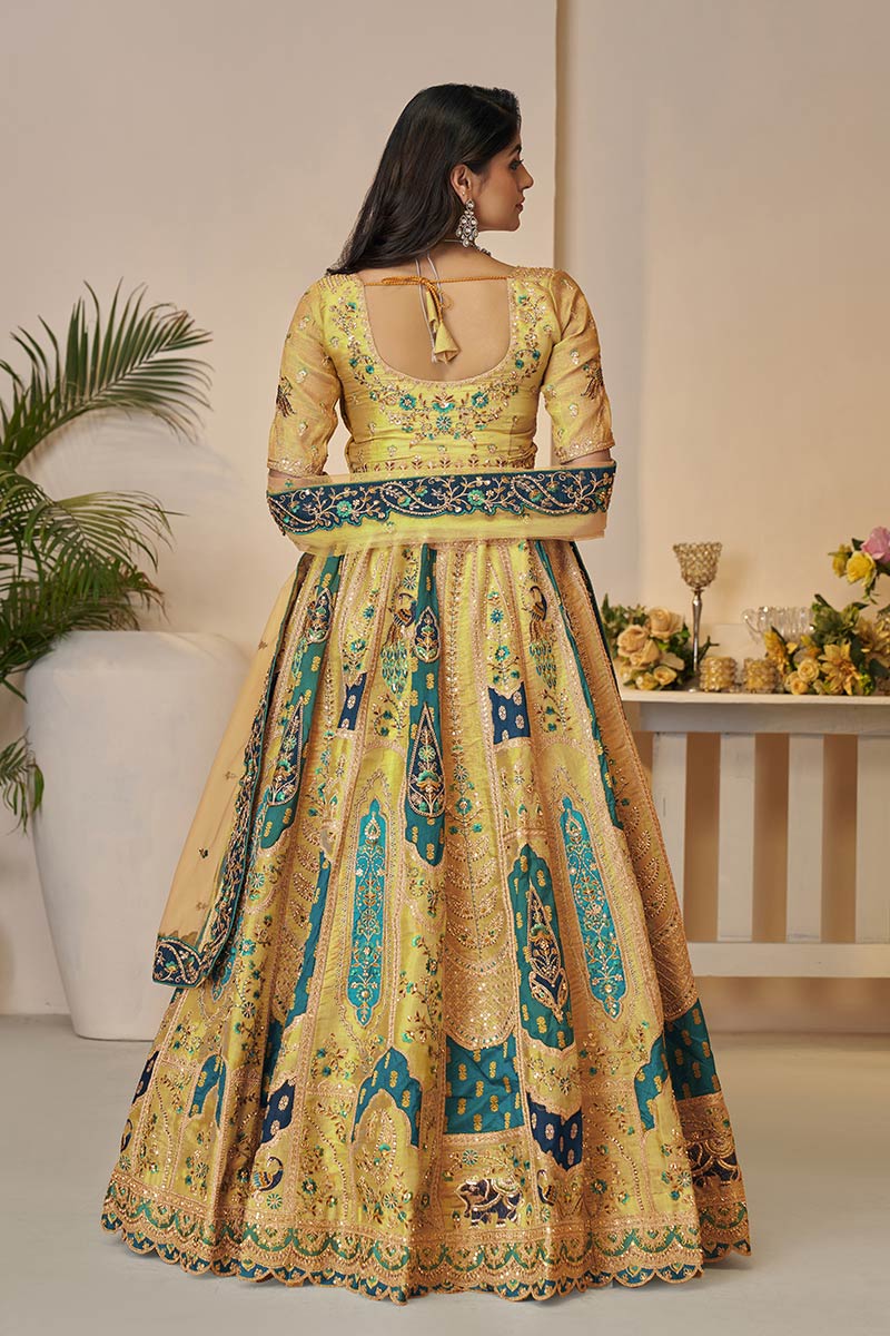 The Rajsi Haathi Collection: Stunning yellow Banarasi lehenga