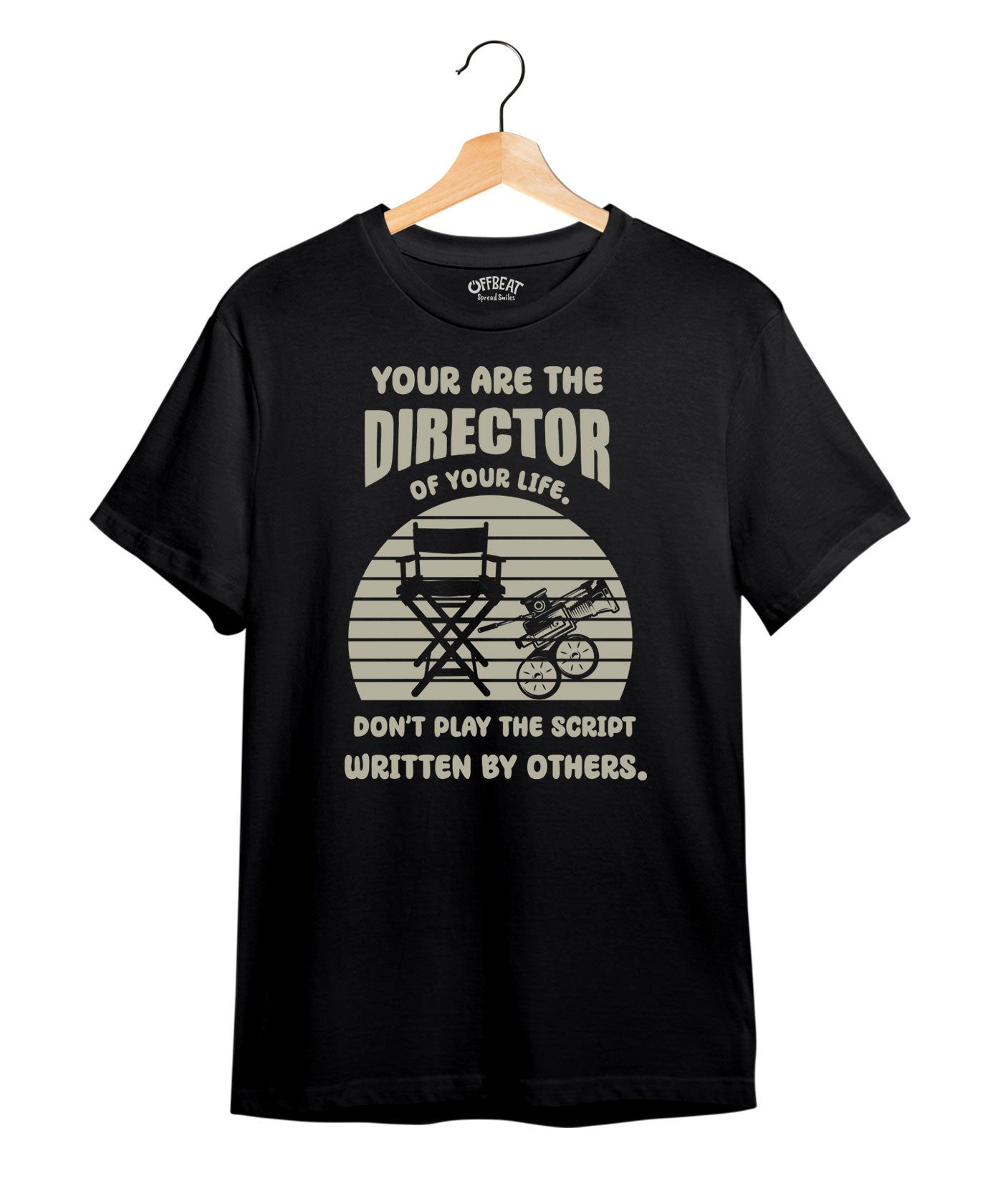 100% Cotton Round Neck Tee - Director -  | Black | White