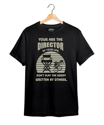 100% Cotton Round Neck Tee - Director -  | Black | White