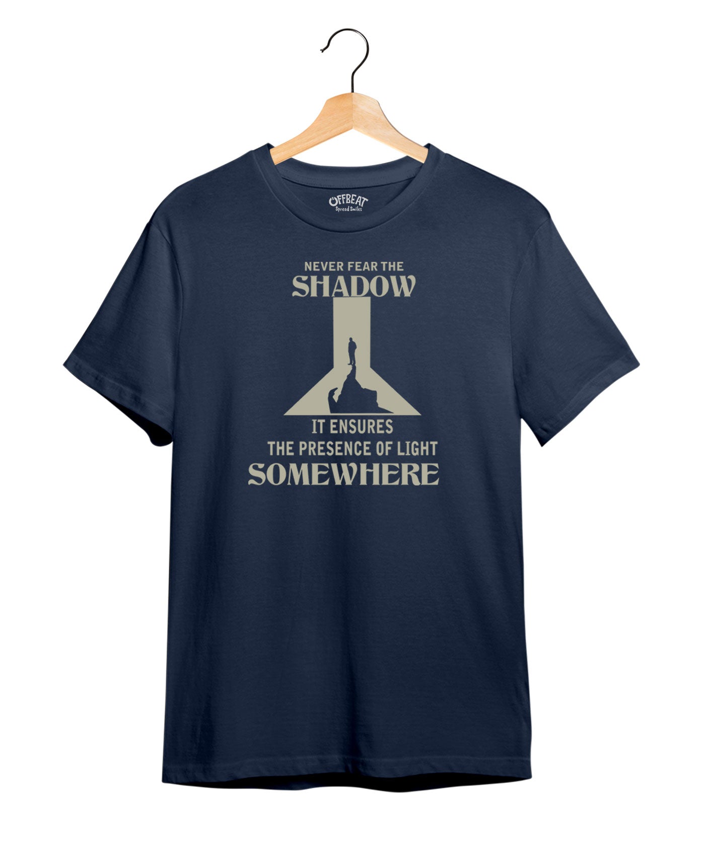 "Light Somewhere" Printed T-Shirt – Premium Round Neck - Navy Blue and White - 100% Cotton
