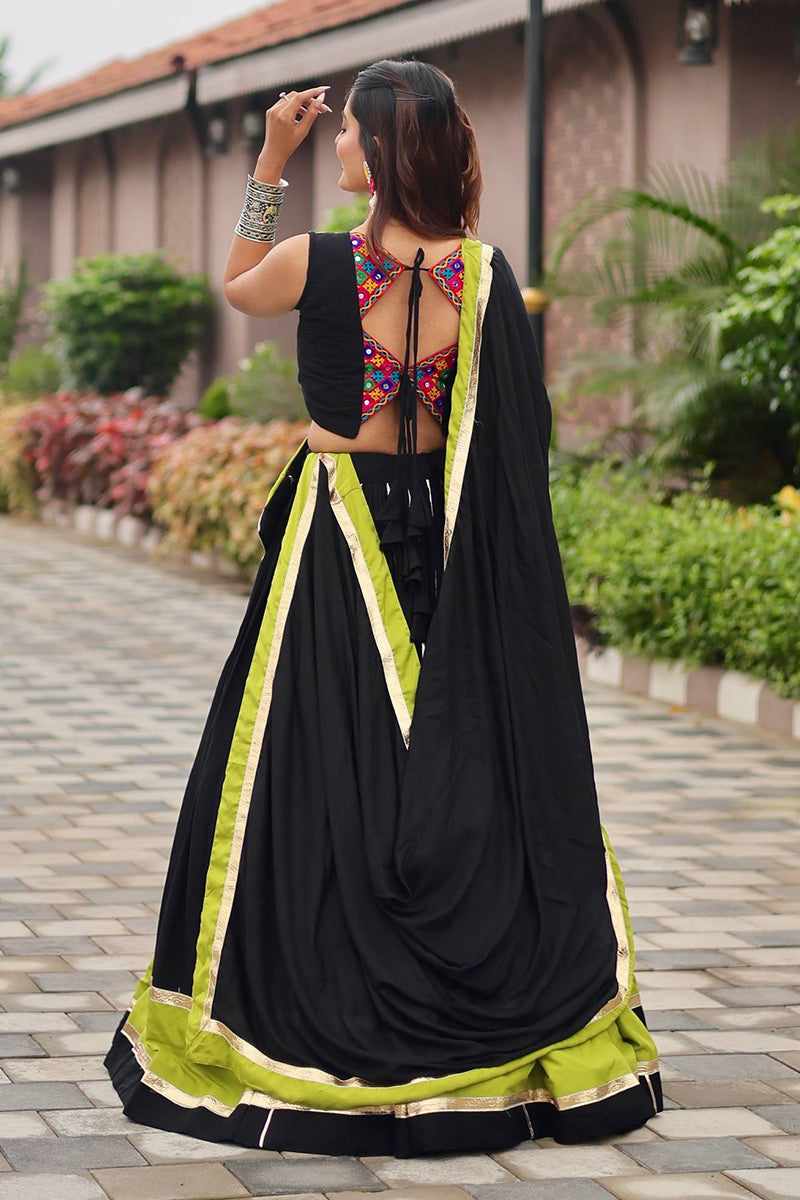 Black & Lime Green Embroidered Lehenga Choli Set – Navratri Special