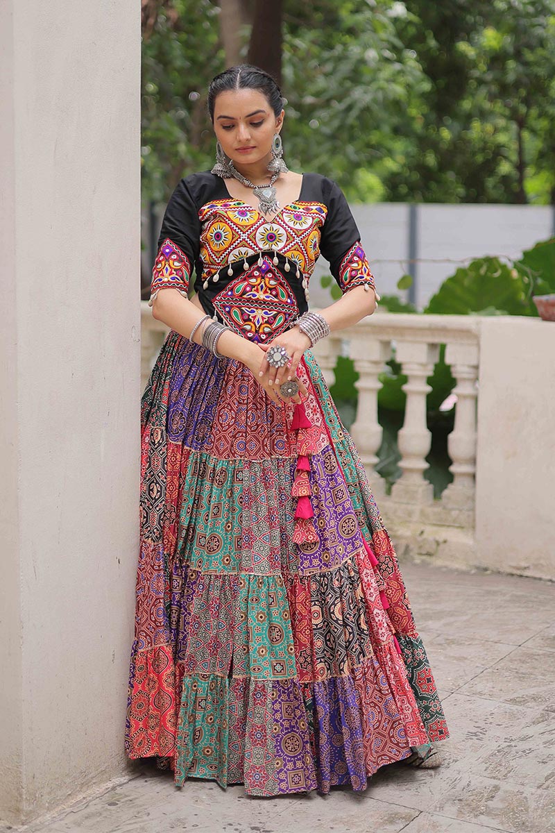 Navratri Special Multicolour Embroidered Lehenga Set – Boho Fusion Festive Wear RTI