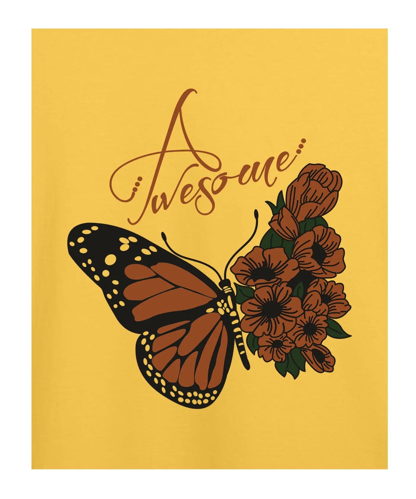 "Awesome" - Juniors Unisex T-Shirt –  Premium Round Neck - Minion Yellow - 100% Cotton