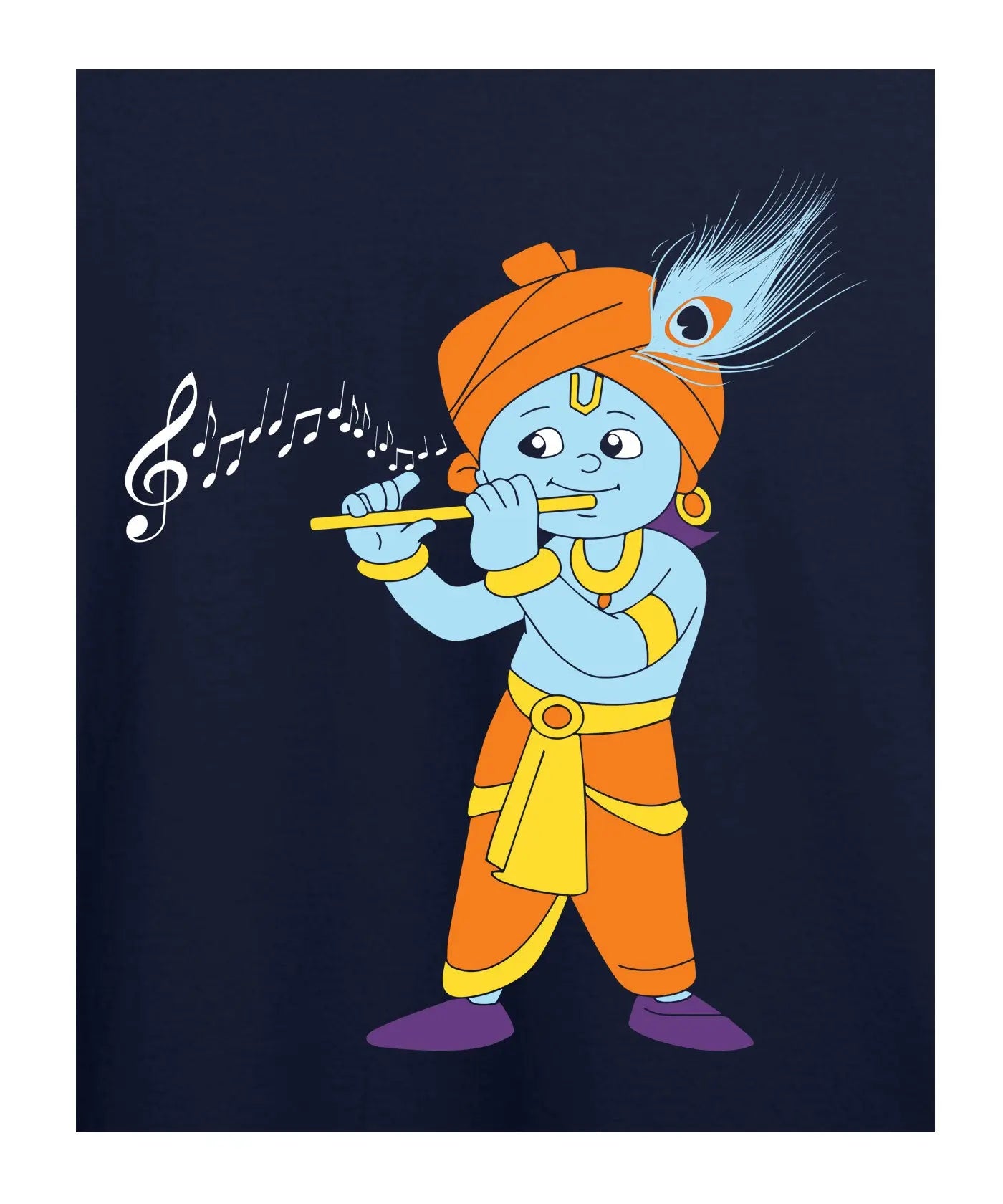 "Bal Krishna" - Kids Unisex T-Shirt – Premium Round Neck - Navy Blue- 100% Cotton