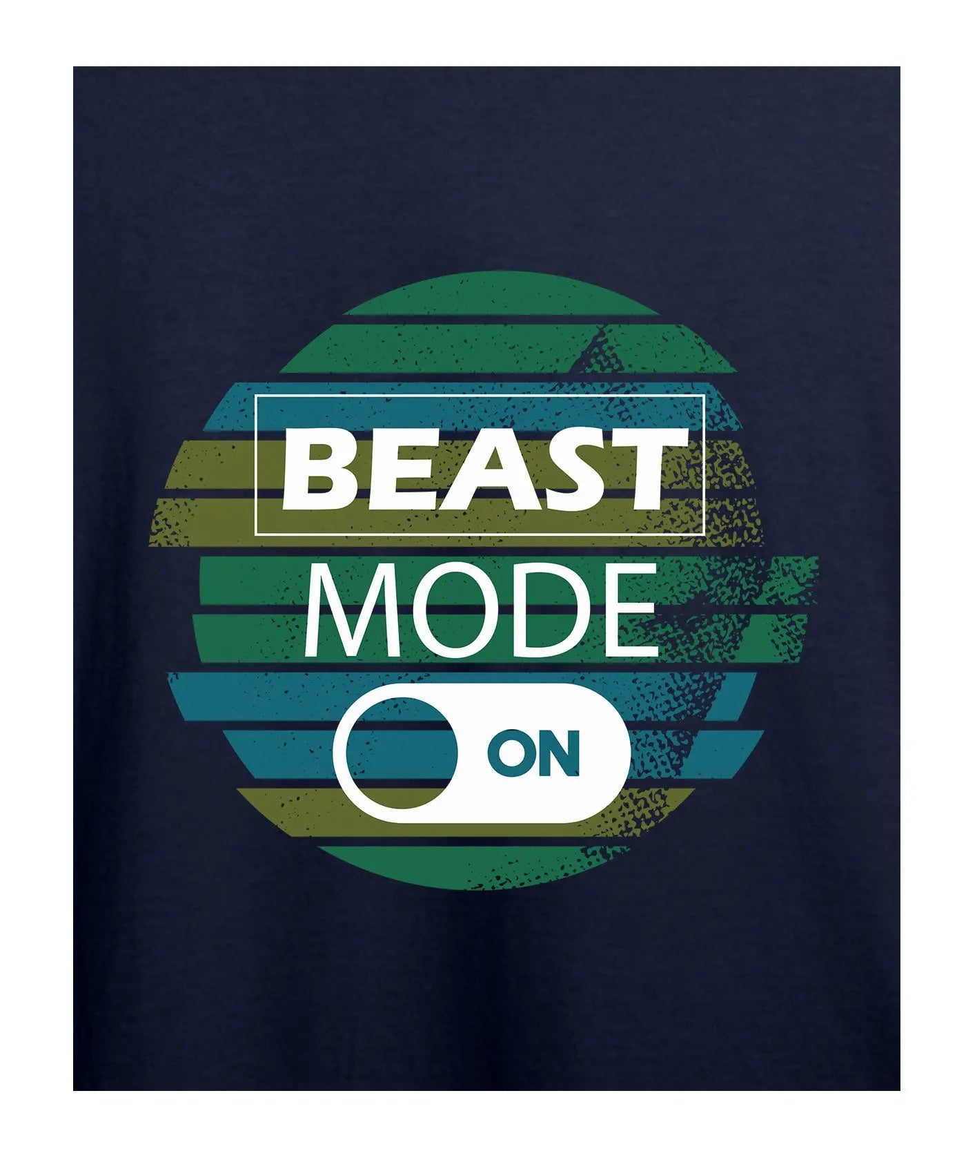 "Beast Mode – ON" Printed T-Shirt – Premium Round Neck - Navy Blue - 100% Cotton