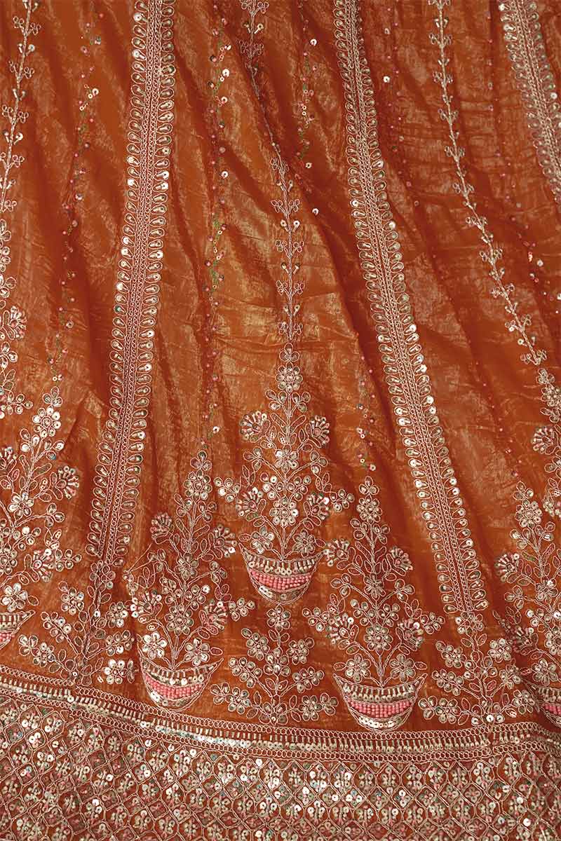 Bridal Lehenga in Rustic Orange – Perfect for Festivals