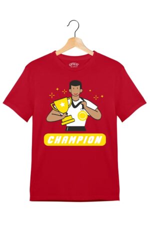 "Champion" - Juniors Unisex T-Shirt – Premium Round Neck - Red - 100% Cotton Offbeat