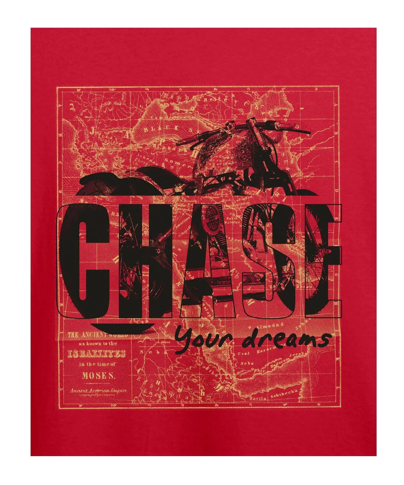 "Chase Your Dream" Printed T-Shirt – Premium Round Neck - Red - 100% Cotton