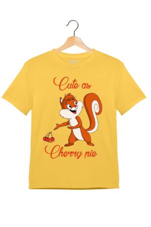 "Cute as Cherry Pie" - Kids Unisex T-Shirt – Premium Round Neck - Minion Yellow - 100% Cotton Offbeat