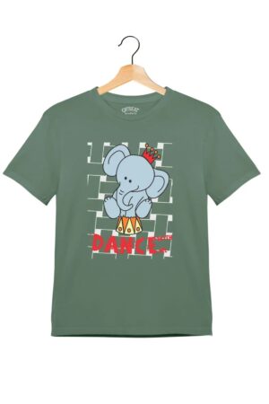 "Dance With Me" - Kids Unisex T-Shirt – Premium Round Neck - Basil Green - 100% Cotton Offbeat