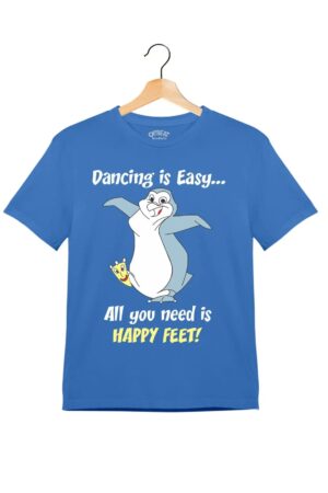 "Dancing Is Easy" - Kids Unisex T-Shirt – Premium Round Neck - Electric Blue - 100% Cotton Offbeat