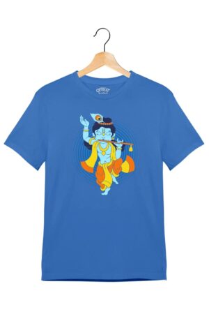 "Dancing Krishna" - Juniors Unisex T-Shirt –  Premium Round Neck - Electric Blue - 100% Cotton Offbeat