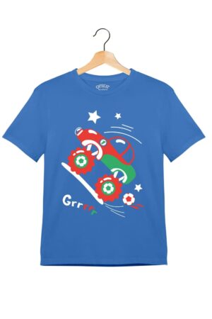 "Dirt Racing" - Kids Unisex T-Shirt – Premium Round Neck - Electric Blue - 100% Cotton Offbeat