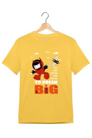 "Dream Big" - Juniors Unisex T-Shirt –  Premium Round Neck - Minion Yellow - 100% Cotton Offbeat