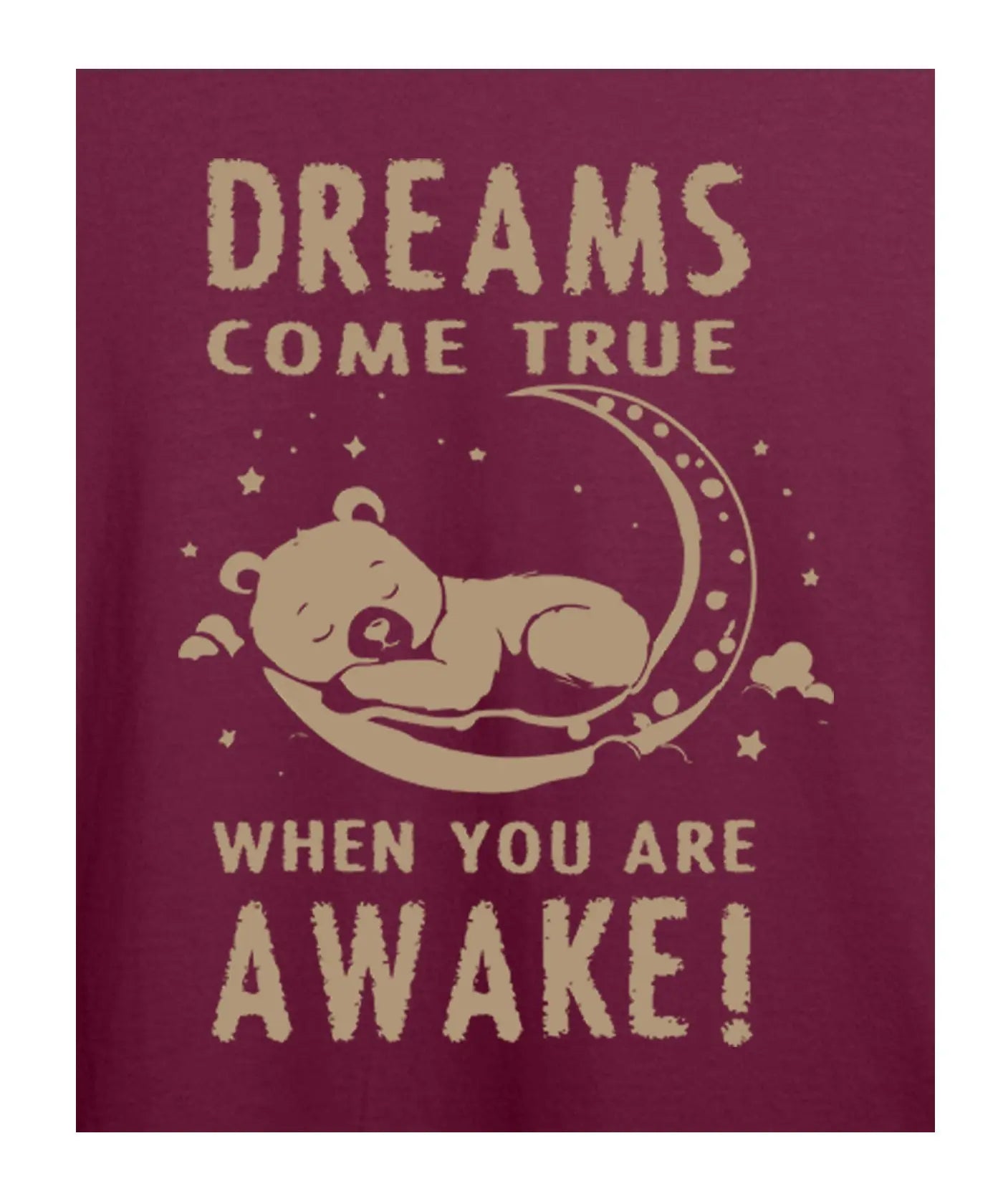 "Dream Come True" Printed T-Shirt – Premium Round Neck - Electric Blue and Maroon - 100% Cotton