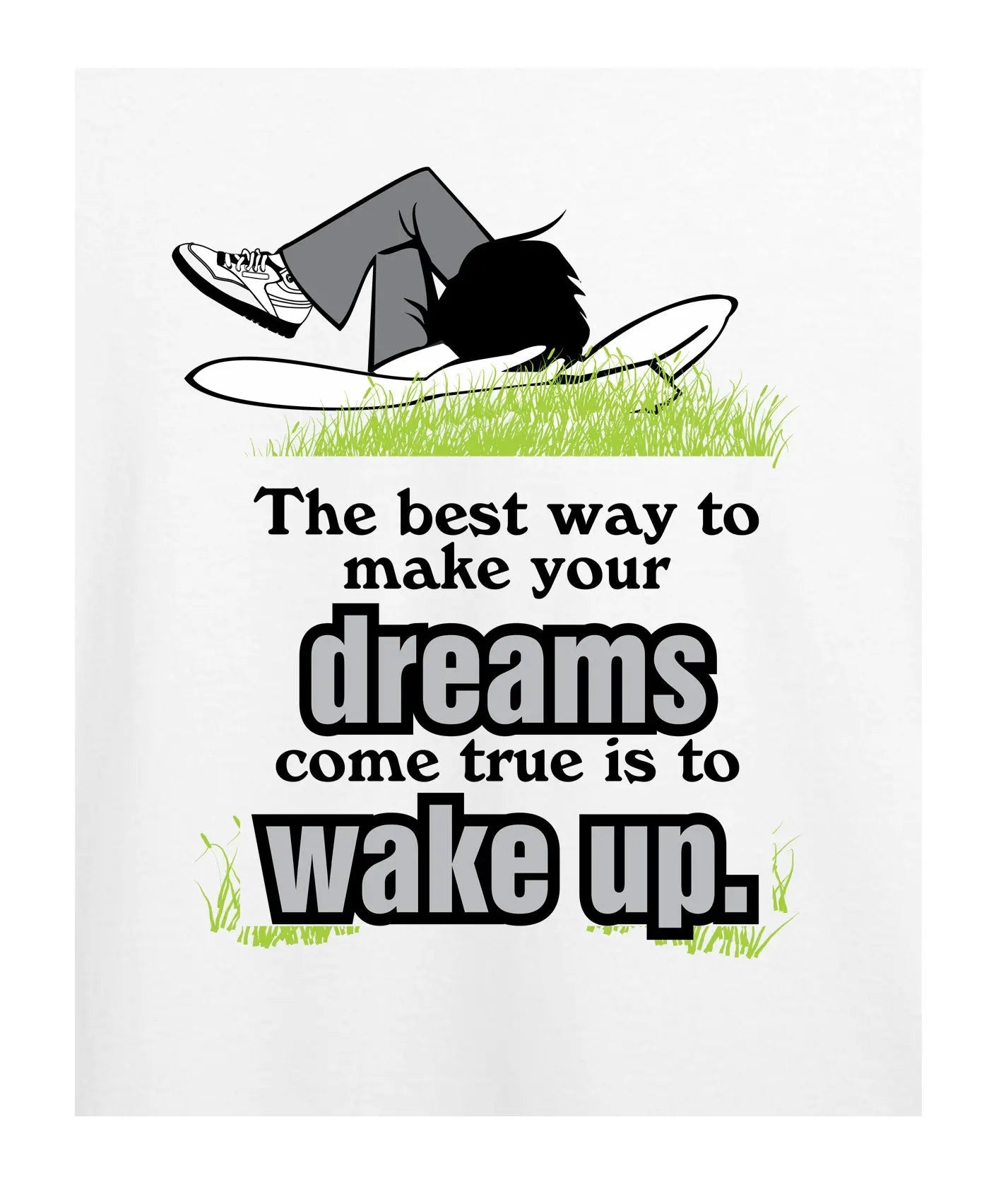 "Dreams Come True" Printed T-Shirt – Premium Round Neck - White - 100% Cotton