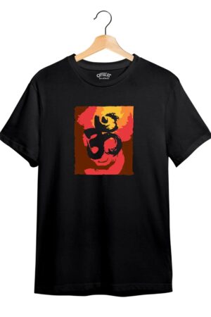 "Dynamic Om" Printed T-Shirt – Premium Round Neck - Black - 100% Cotton Offbeat