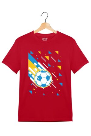 " Football " - Juniors Unisex T-Shirt – Premium Round Neck - Red - 100% Cotton Offbeat