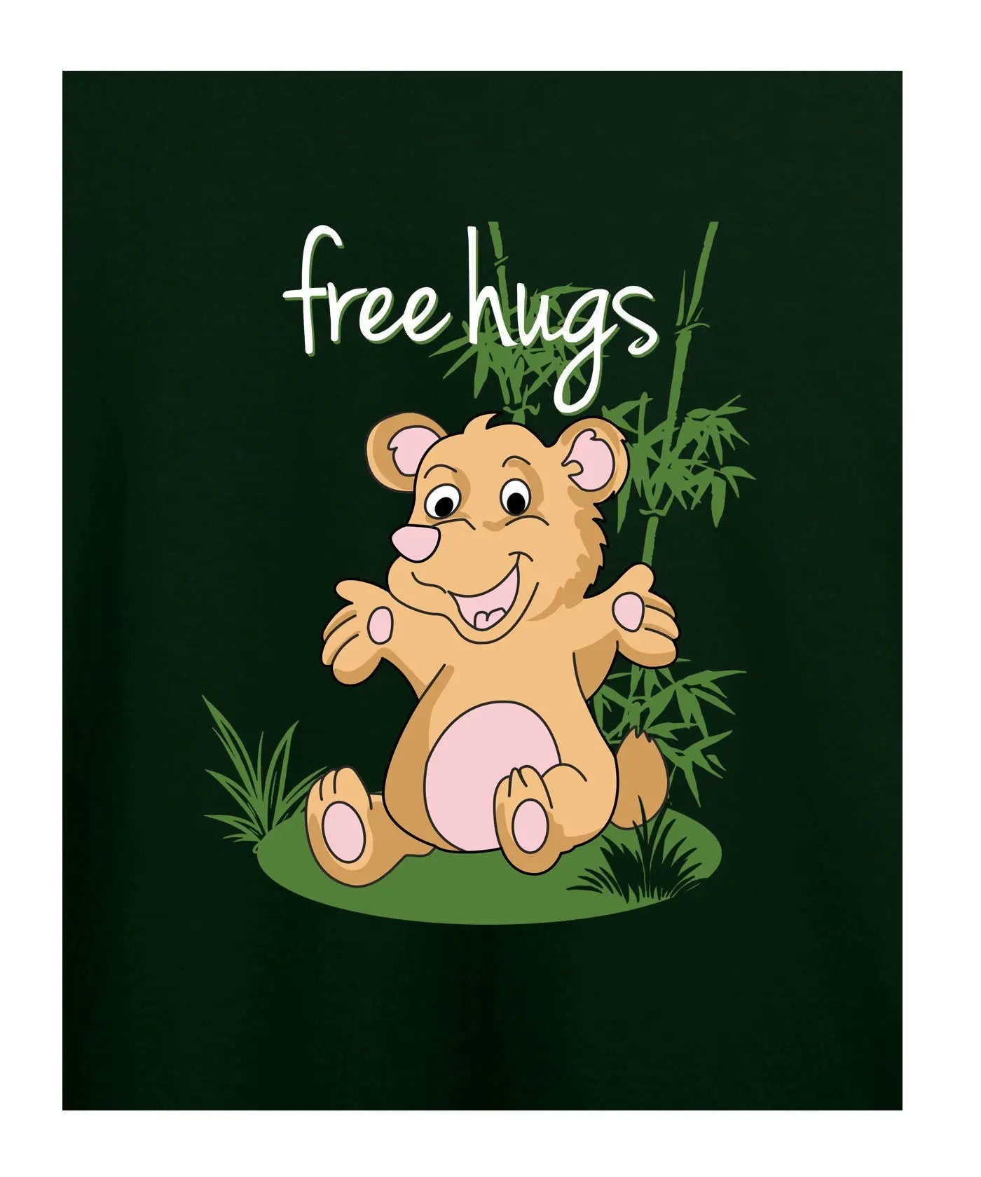 "Free Hugs" - Kids Unisex T-Shirt – Premium Round Neck - Bottle Green - 100% Cotton
