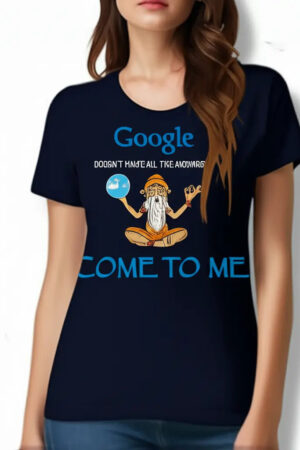 Google Answers - Women’s T-Shirt –  Premium Round Neck - Navy Blue, Black & Electric Blue - 100% Cotton Offbeat