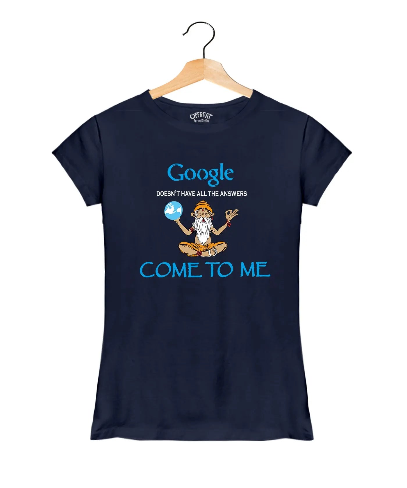 Google Answers - Women’s T-Shirt –  Premium Round Neck - Navy Blue, Black & Electric Blue - 100% Cotton