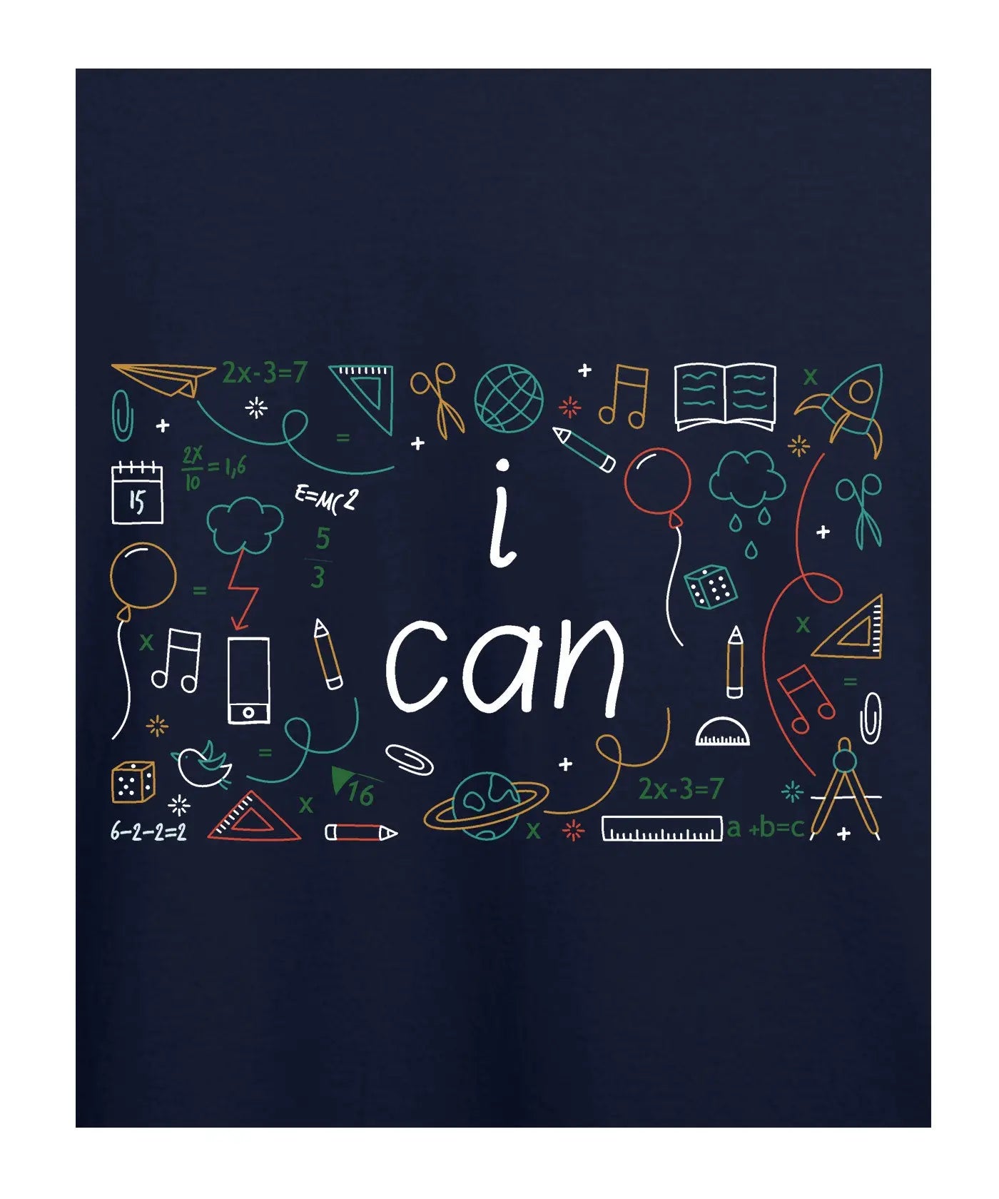 "I Can" - Kids Unisex T-Shirt – Premium Round Neck - Navy Blue - 100% Cotton