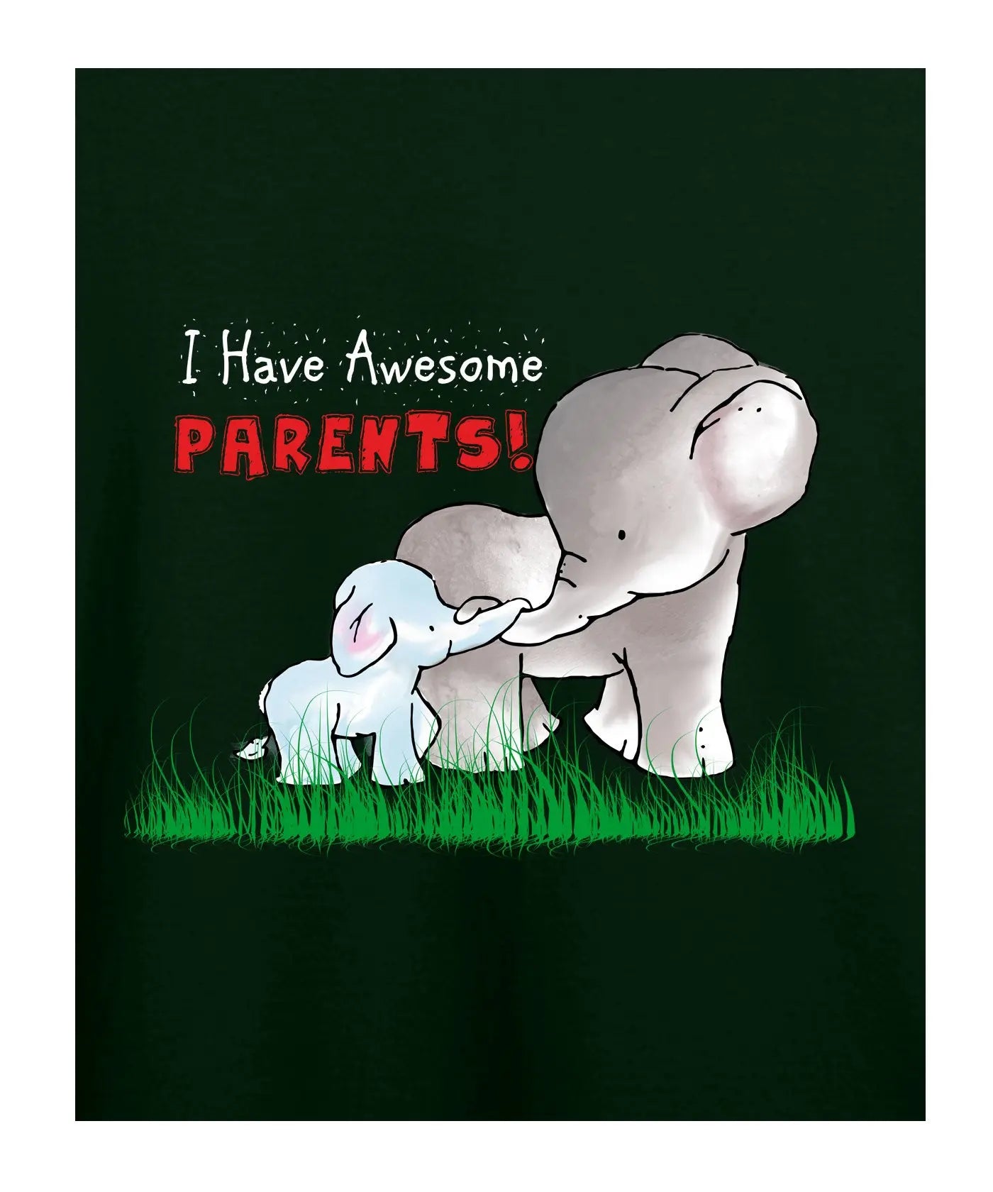 "I Have Awesome Parents" - Kids Unisex T-Shirt – Premium Round Neck - Bottle Green - 100% Cotton