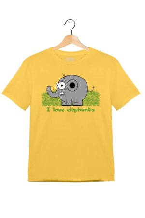 "I Love Elephant" - Kids Unisex T-Shirt – Premium Round Neck - Minion Yellow - 100% Cotton Offbeat
