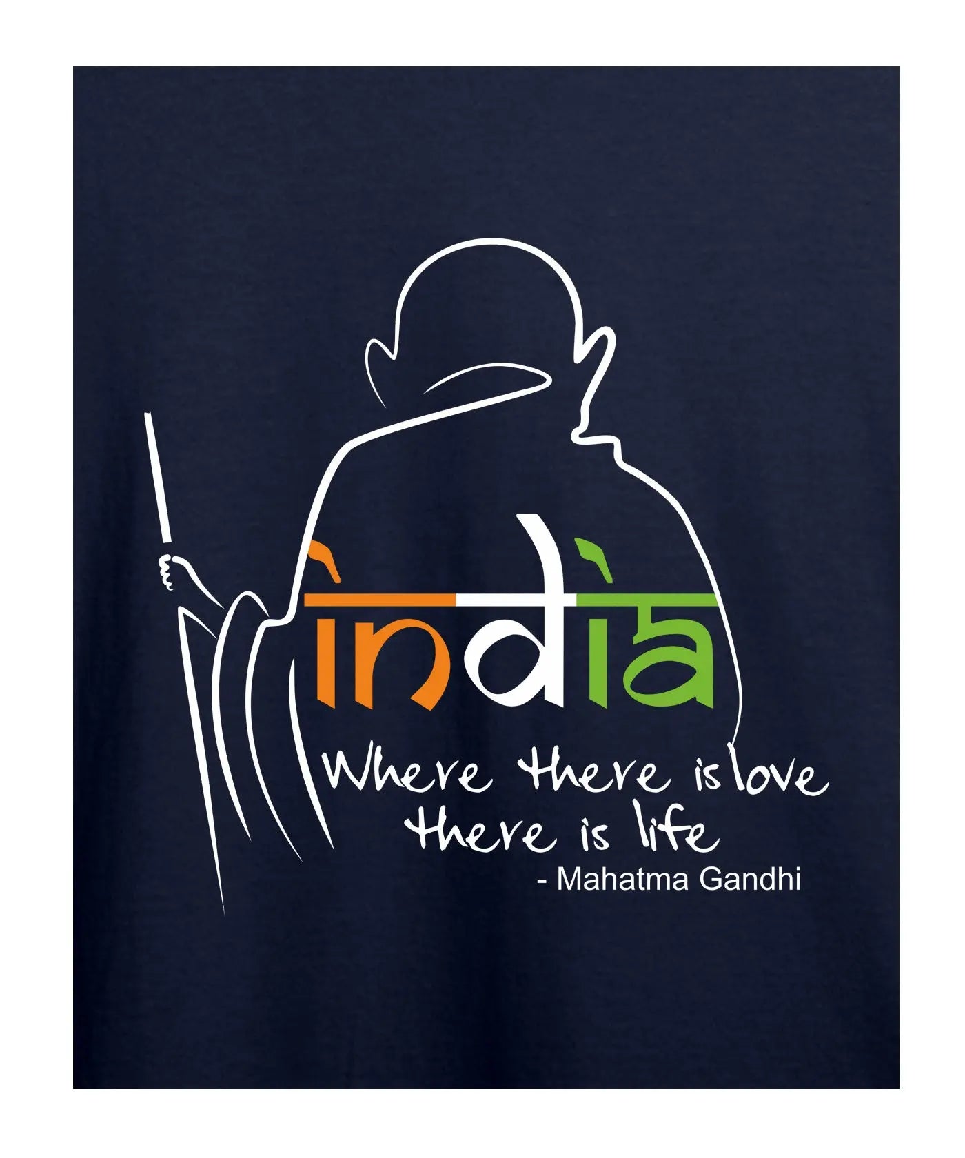 "India Where There is Love" Printed T-Shirt – Premium Round Neck - Navy Blue - 100% Cotton Offbeat