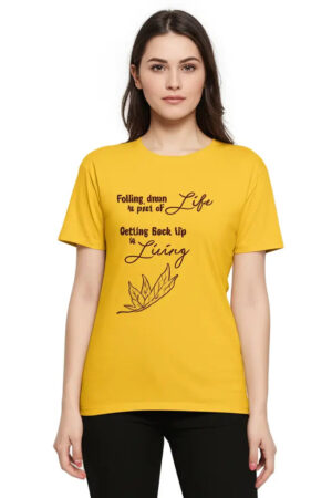 Life And Living - Graphic T-Shirt – 100% Cotton - Sunflower Yellow & White Variants Offbeat