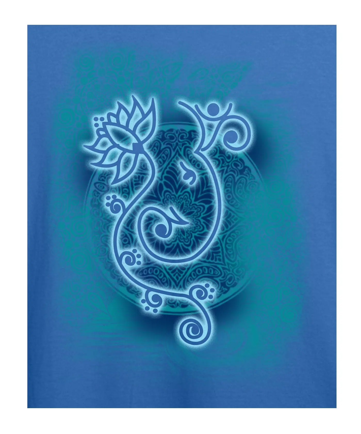 "Lotus Ganesha" Printed T-Shirt – Premium Round Neck - Electric Blue - 100% Cotton Offbeat