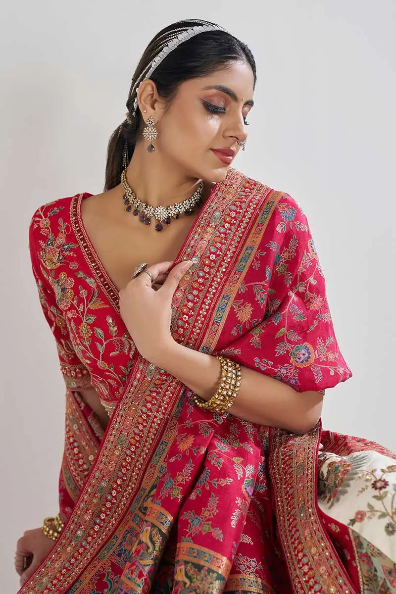 Banarasi Lehenga Multicolour Mosaic Bridal Lehenga with Scallop Detailing in Silk