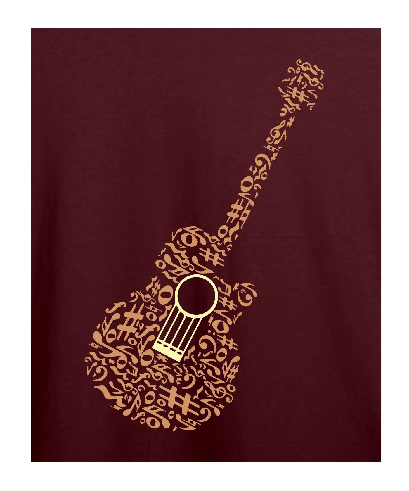 Musical Guitar Typography Print - Women's Graphic T-Shirt – Maroon - 100% Cotton Offbeat
