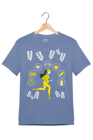 "My Activity" - Juniors Unisex T-Shirt – Premium Round Neck - Pigeon Blue - 100% Cotton Offbeat