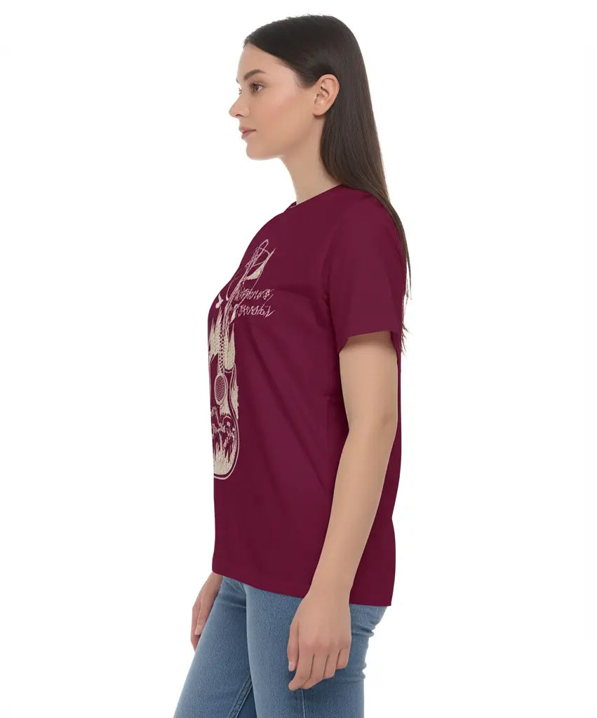 Nature's Rythym - Women Graphic T-Shirt – 100% Cotton - Maroon & White Variants