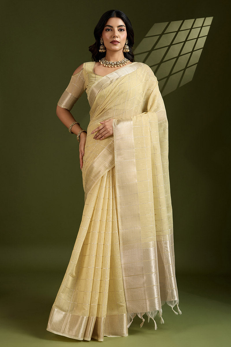 Delicate Yellow Soft Silk Light Weight Saree Golden Border PR