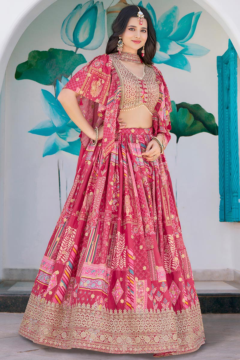 Festive Patchwork Pink Lehenga Set – Stylish Indian Outfit in UK