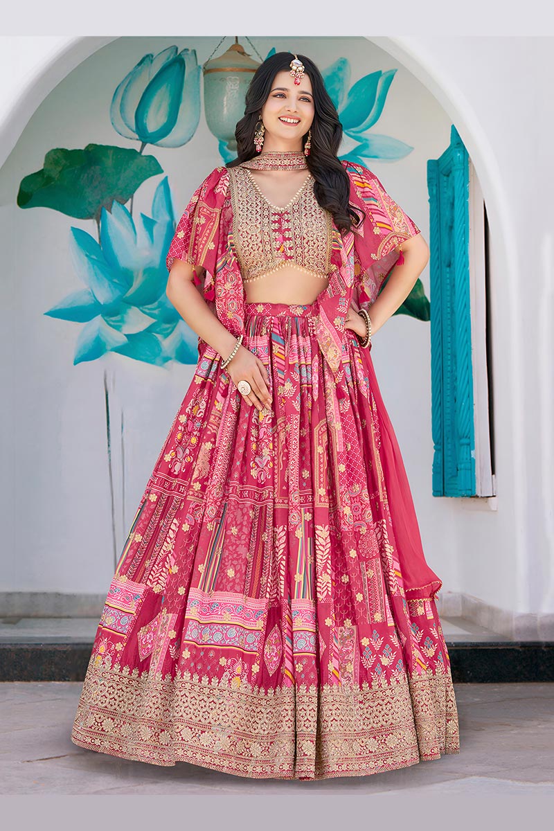 Festive Patchwork Pink Lehenga Set – Stylish Indian Outfit in UK PR
