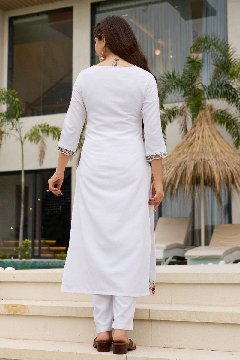 White Embroidered Kurta Set with Dupatta | Elegant Festive Wear UK PR