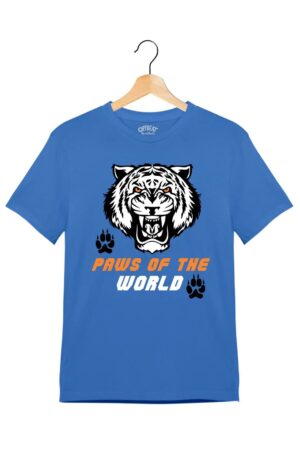 "Paws of the World" - Juniors Unisex T-Shirt – Premium Round Neck - Electric Blue - 100% Cotton Offbeat
